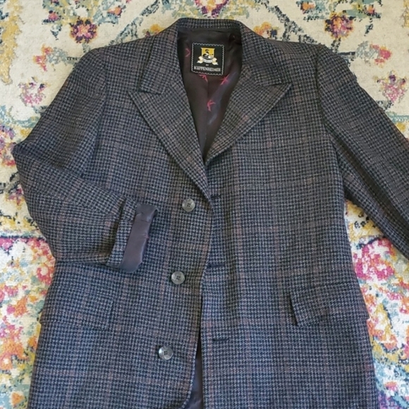 Vintage Long Plaid Trench Coat Blazer - Picture 3 of 9